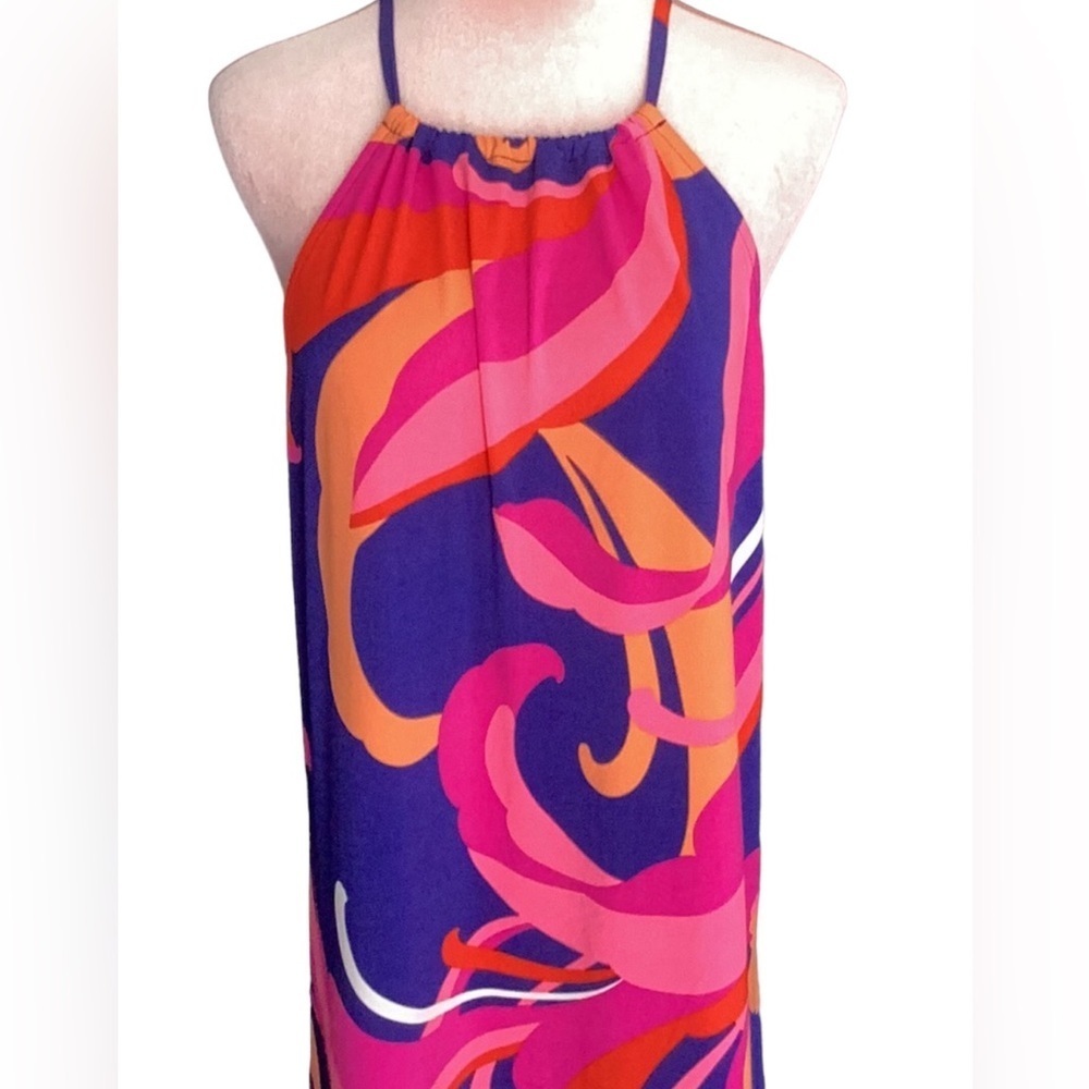 TRINA TURK NWT MILAN SCROLLING FLORAL MAXI DRESS MEDIUM HALTER NECK - Picture 5 of 9